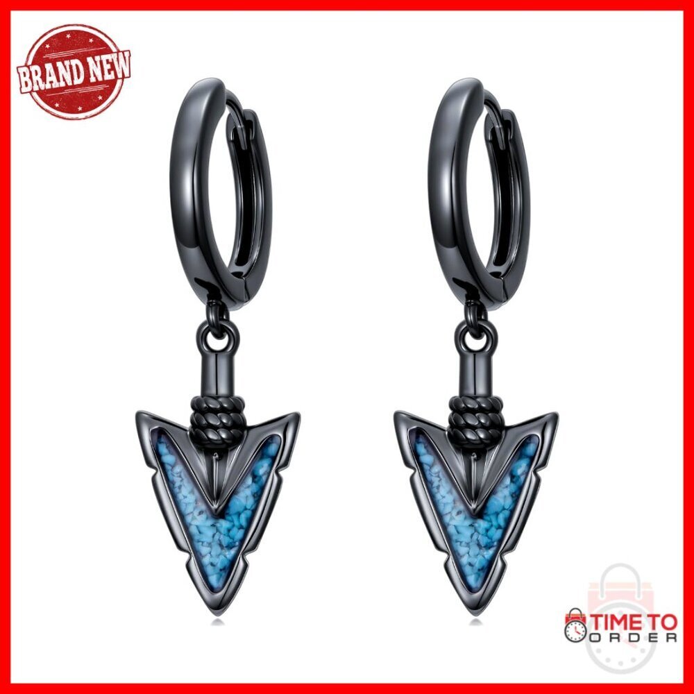925 Sterling Silver Drop Earrings with Turquoise Arrowhead Design
